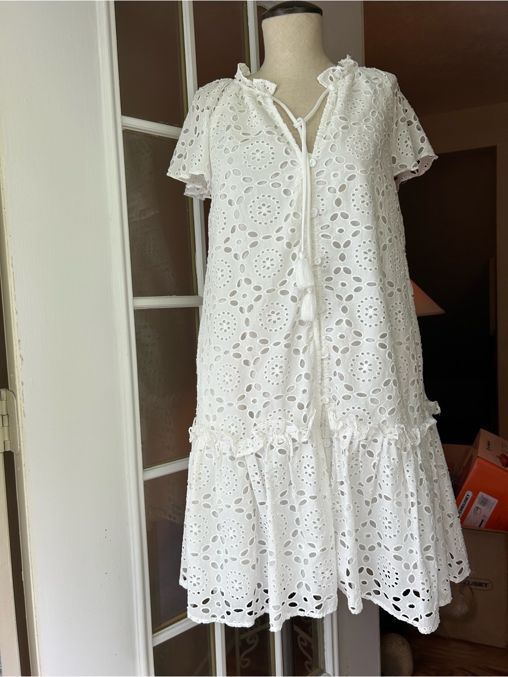 Calypso St.Barth white eyelet embroidered dress. - Picture 3 of 14